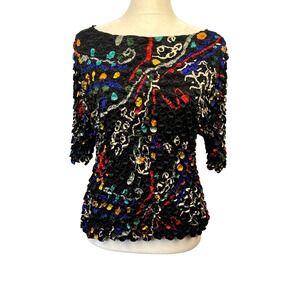 UBU I'll Be Me Abstract Crinkle Bubble Top Size ML Art Teacher Art-to-Wear